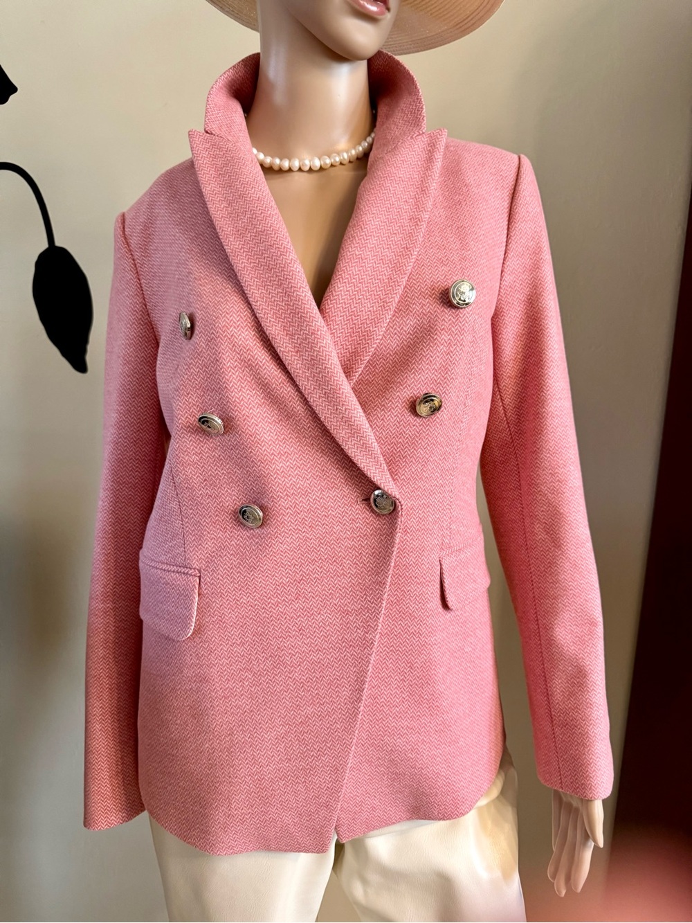 White House Black Market Pink Double-Breasted Blazer by WHBM.Size 4